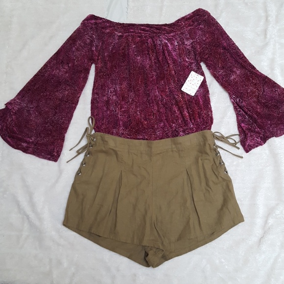 Free People Lace Up Shorts (NWOT) - Picture 2 of 3